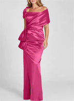 Sheath/Column Off-the-Shoulder Floor-Length Mother of the Bride Dresses by Dreamylily