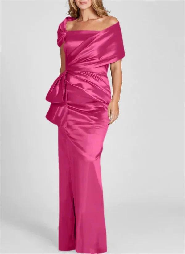 Sheath/Column Off-the-Shoulder Floor-Length Mother of the Bride Dresses by Dreamylily