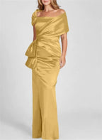 Sheath/Column Off-the-Shoulder Floor-Length Mother of the Bride Dresses by Dreamylily
