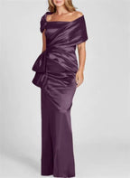 Sheath/Column Off-the-Shoulder Floor-Length Mother of the Bride Dresses by Dreamylily