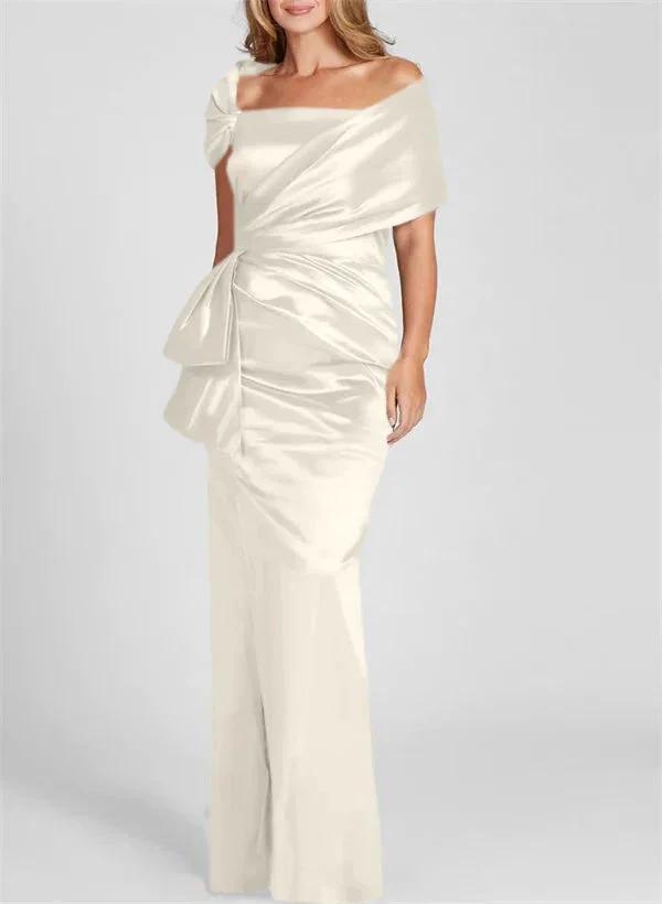 Sheath/Column Off-the-Shoulder Floor-Length Mother of the Bride Dresses by Dreamylily