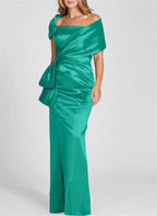 Sheath/Column Off-the-Shoulder Floor-Length Mother of the Bride Dresses by Dreamylily