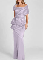 Sheath/Column Off-the-Shoulder Floor-Length Mother of the Bride Dresses by Dreamylily