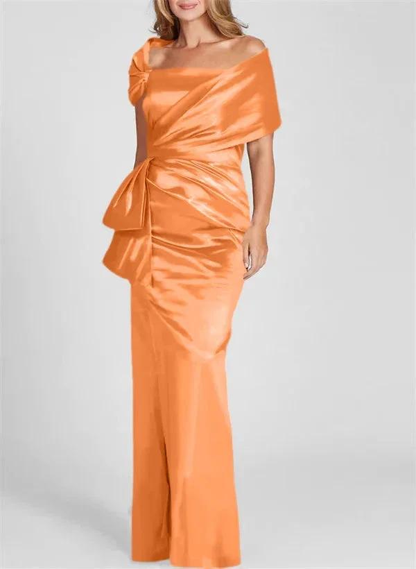Sheath/Column Off-the-Shoulder Floor-Length Mother of the Bride Dresses by Dreamylily
