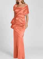 Sheath/Column Off-the-Shoulder Floor-Length Mother of the Bride Dresses by Dreamylily