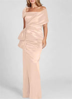 Sheath/Column Off-the-Shoulder Floor-Length Mother of the Bride Dresses by Dreamylily