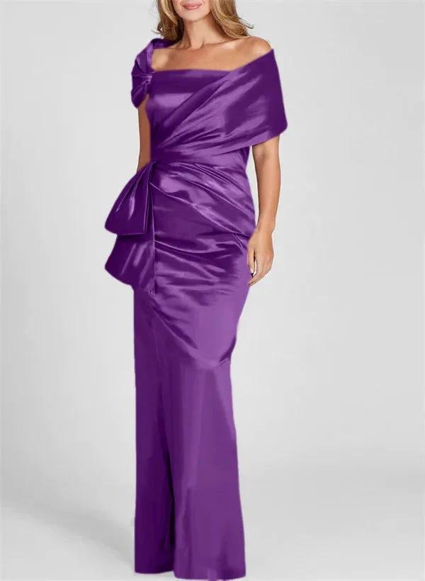 Sheath/Column Off-the-Shoulder Floor-Length Mother of the Bride Dresses by Dreamylily