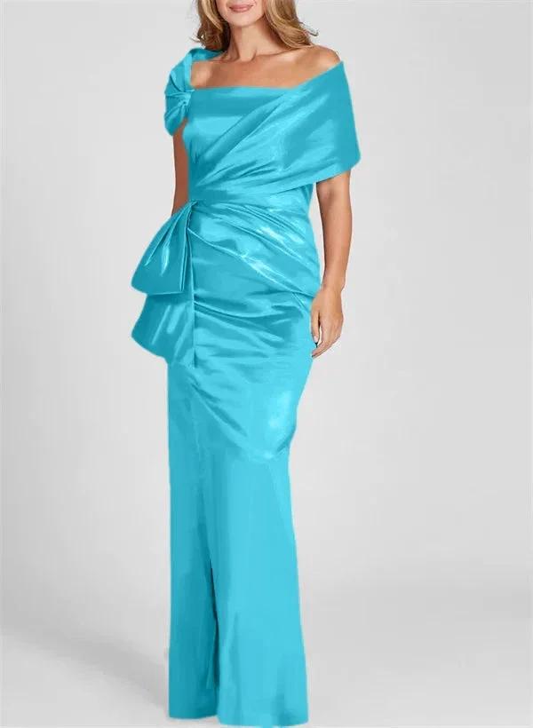 Sheath/Column Off-the-Shoulder Floor-Length Mother of the Bride Dresses by Dreamylily