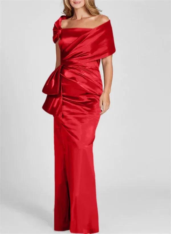 Sheath/Column Off-the-Shoulder Floor-Length Mother of the Bride Dresses by Dreamylily