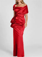 Sheath/Column Off-the-Shoulder Floor-Length Mother of the Bride Dresses by Dreamylily