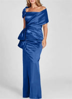 Sheath/Column Off-the-Shoulder Floor-Length Mother of the Bride Dresses by Dreamylily