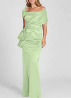 Sheath/Column Off-the-Shoulder Floor-Length Mother of the Bride Dresses by Dreamylily