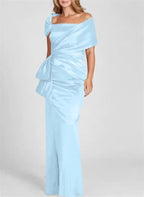 Sheath/Column Off-the-Shoulder Floor-Length Mother of the Bride Dresses by Dreamylily