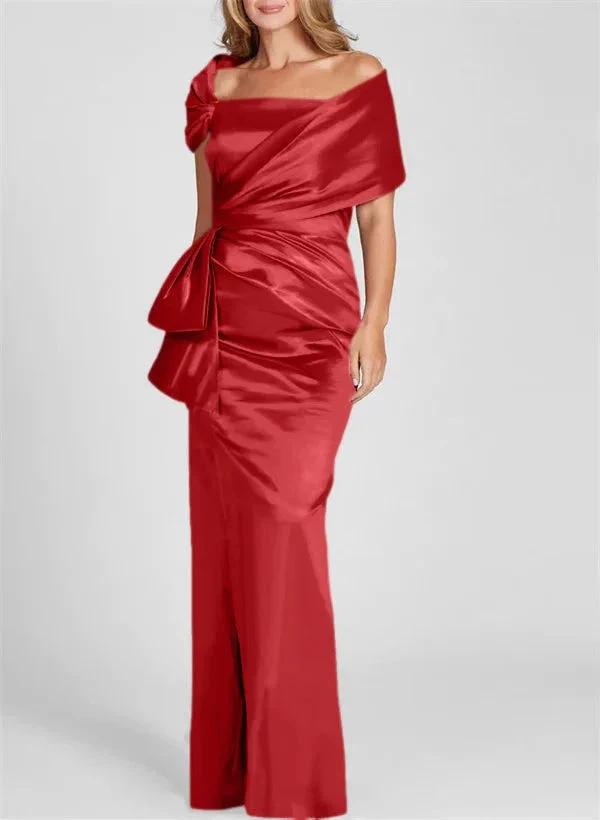 Sheath/Column Off-the-Shoulder Floor-Length Mother of the Bride Dresses by Dreamylily