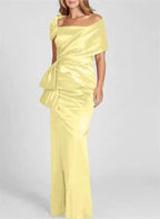 Sheath/Column Off-the-Shoulder Floor-Length Mother of the Bride Dresses by Dreamylily