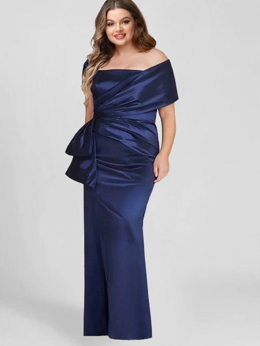 Sheath/Column Off-the-Shoulder Floor-Length Mother of the Bride Dresses by Dreamylily