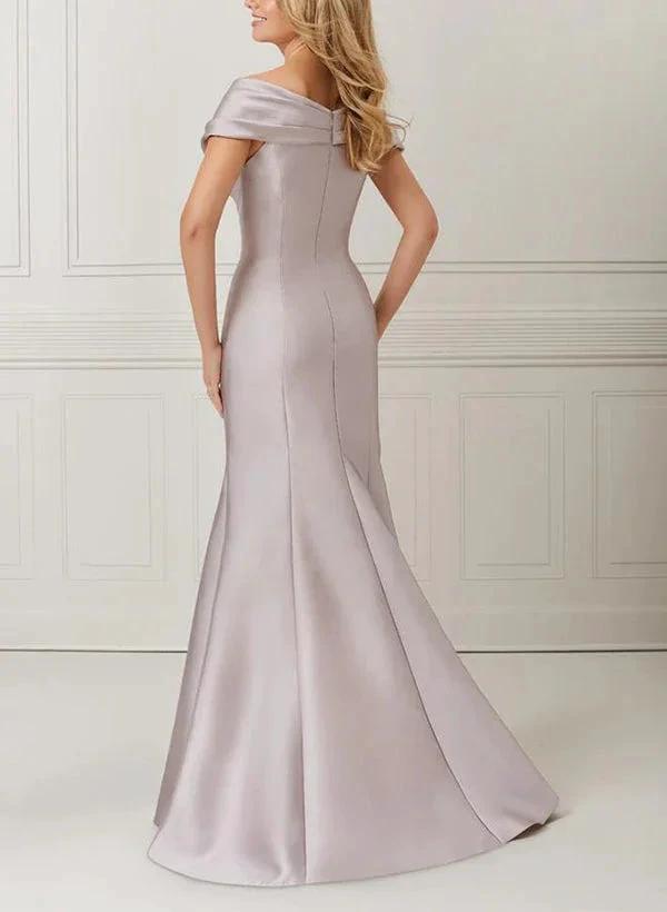 Trumpet/Mermaid Off-the-Shoulder Satin Mother of the Bride Dresses with Applique & Beading by Dreamylily