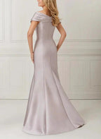 Trumpet/Mermaid Off-the-Shoulder Satin Mother of the Bride Dresses with Applique & Beading by Dreamylily