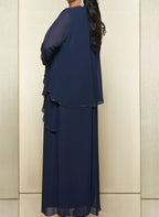 Sheath/Column Round Neck Chiffon Mother of the Bride Dresses with Jacket by Dreamylily