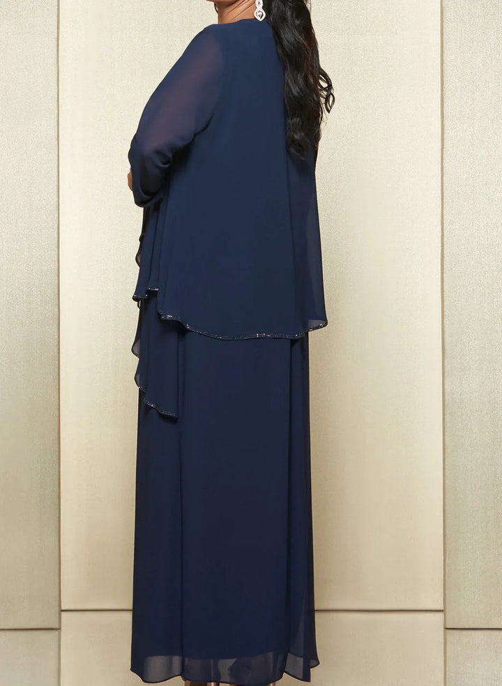 Sheath/Column Round Neck Chiffon Mother of the Bride Dresses with Jacket by Dreamylily