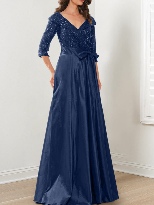 A-Line/Princess V-Neck Floor-Length Mother of the Bride Dresses Hover Image