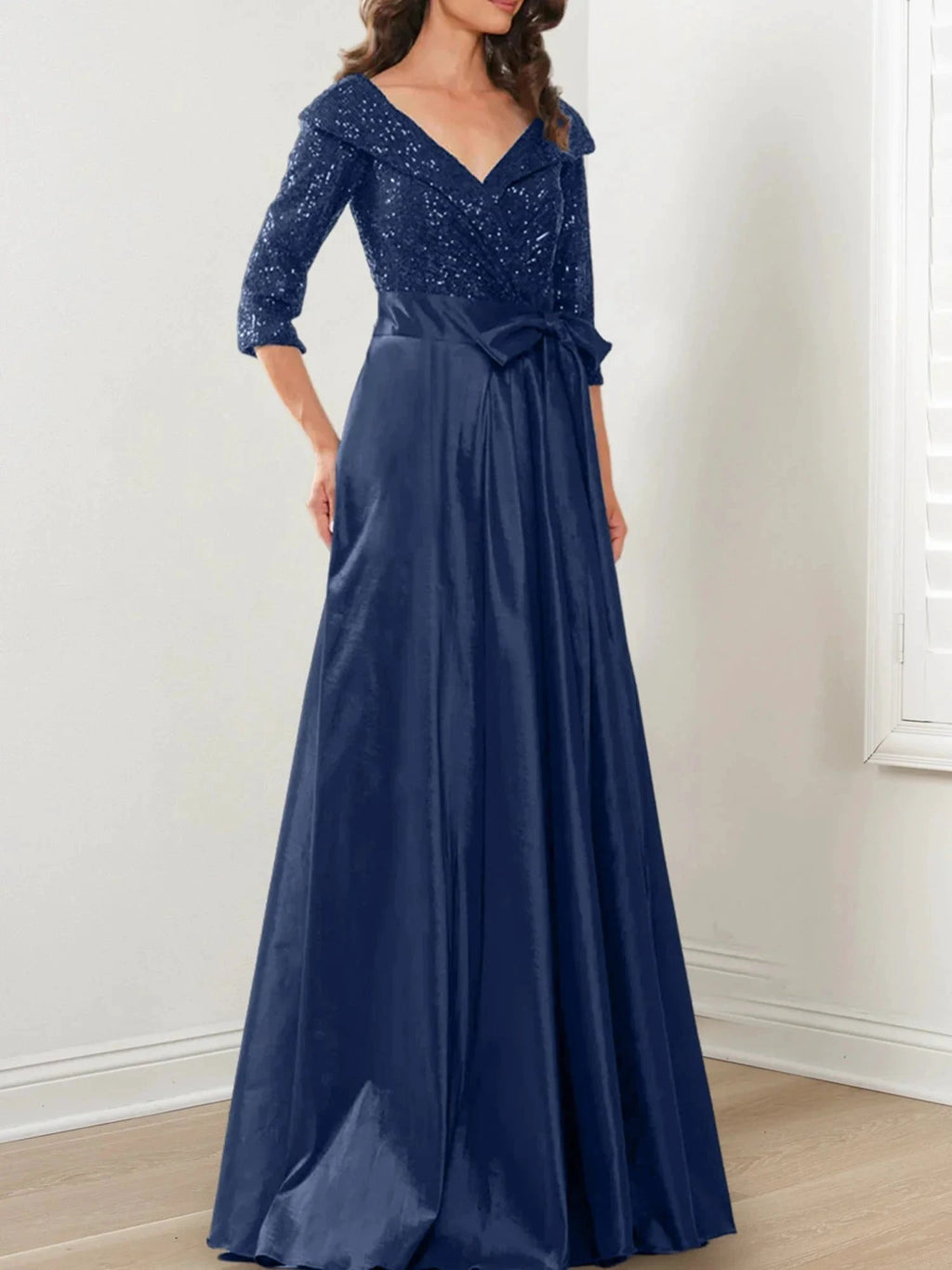 A-Line/Princess V-Neck Floor-Length Mother of the Bride Dresses by Dreamylily