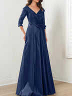 A-Line/Princess V-Neck Floor-Length Mother of the Bride Dresses by Dreamylily