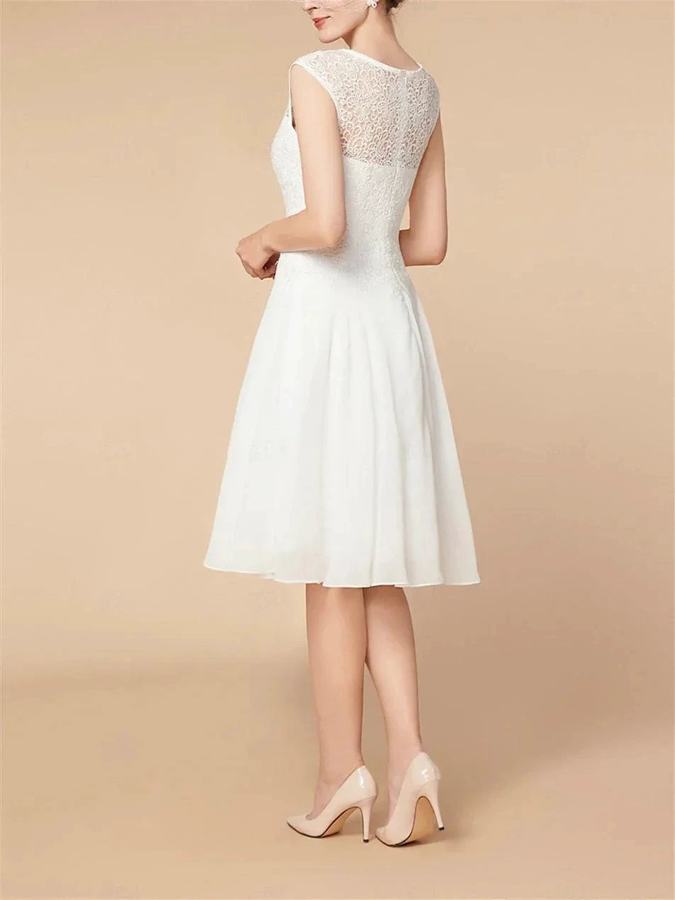 A-Line/Princess 3/4 Length Sleeve Knee Length Mother of the Bride Dresses with Wraps by Dreamylily