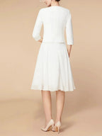 A-Line/Princess 3/4 Length Sleeve Knee Length Mother of the Bride Dresses with Wraps by Dreamylily
