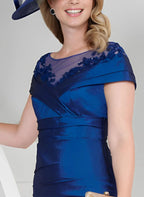 Sheath/Column Scoop Neck Short Sleeves Knee-Length Mother of the Bride Dresses with Lace by Dreamylily