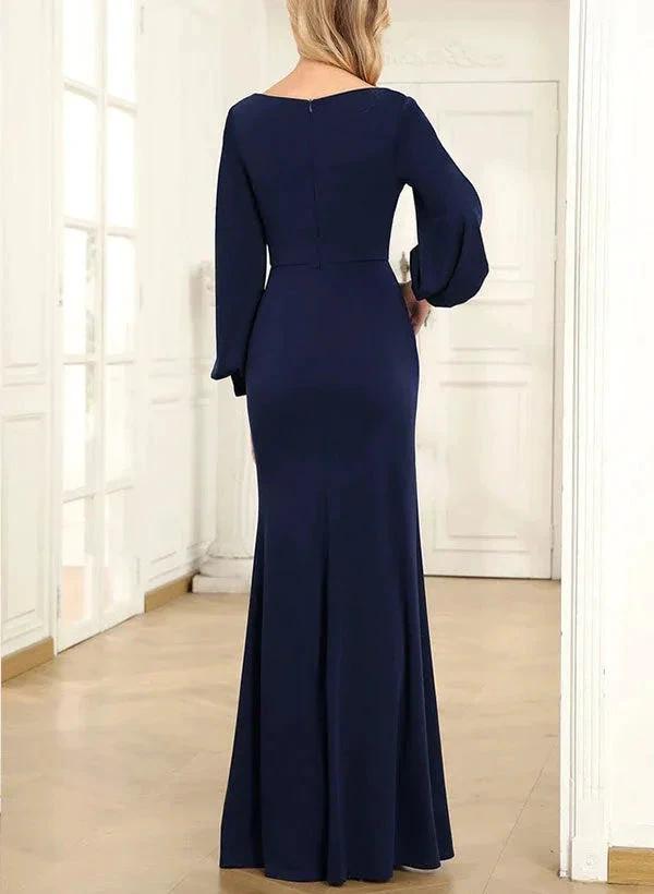 Sheath/Column Cowl Neck Long Sleeves Floor-Length Mother of the Bride Dresses by Dreamylily