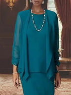 Sheath/Column Scoop Neck Long Sleeves Floor-Length Mother of the Bride Dresses by Dreamylily
