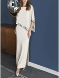 Sheath/Column Jewel Neck 3/4 Length Sleeves Ankle-Length Mother of the Bride Dresses by Dreamylily