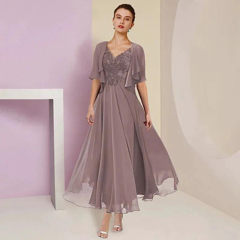 A-Line/Princess Short Sleeves Jacket Dresses Mother Of The Bride Dresses by Dreamylily