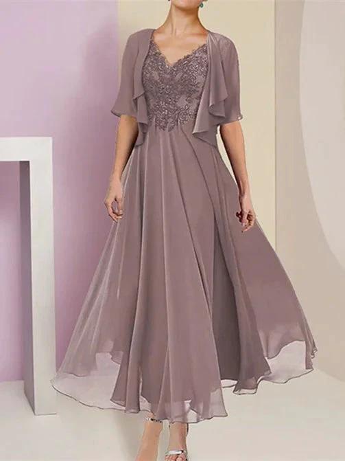 A-Line/Princess Short Sleeves Jacket Dresses Mother Of The Bride Dresses by Dreamylily