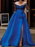 A Line/Princess Off-the-Shoulder 3/4 Sleeves Floor-Length Mother of the Bride Dresses (ZD10792)
