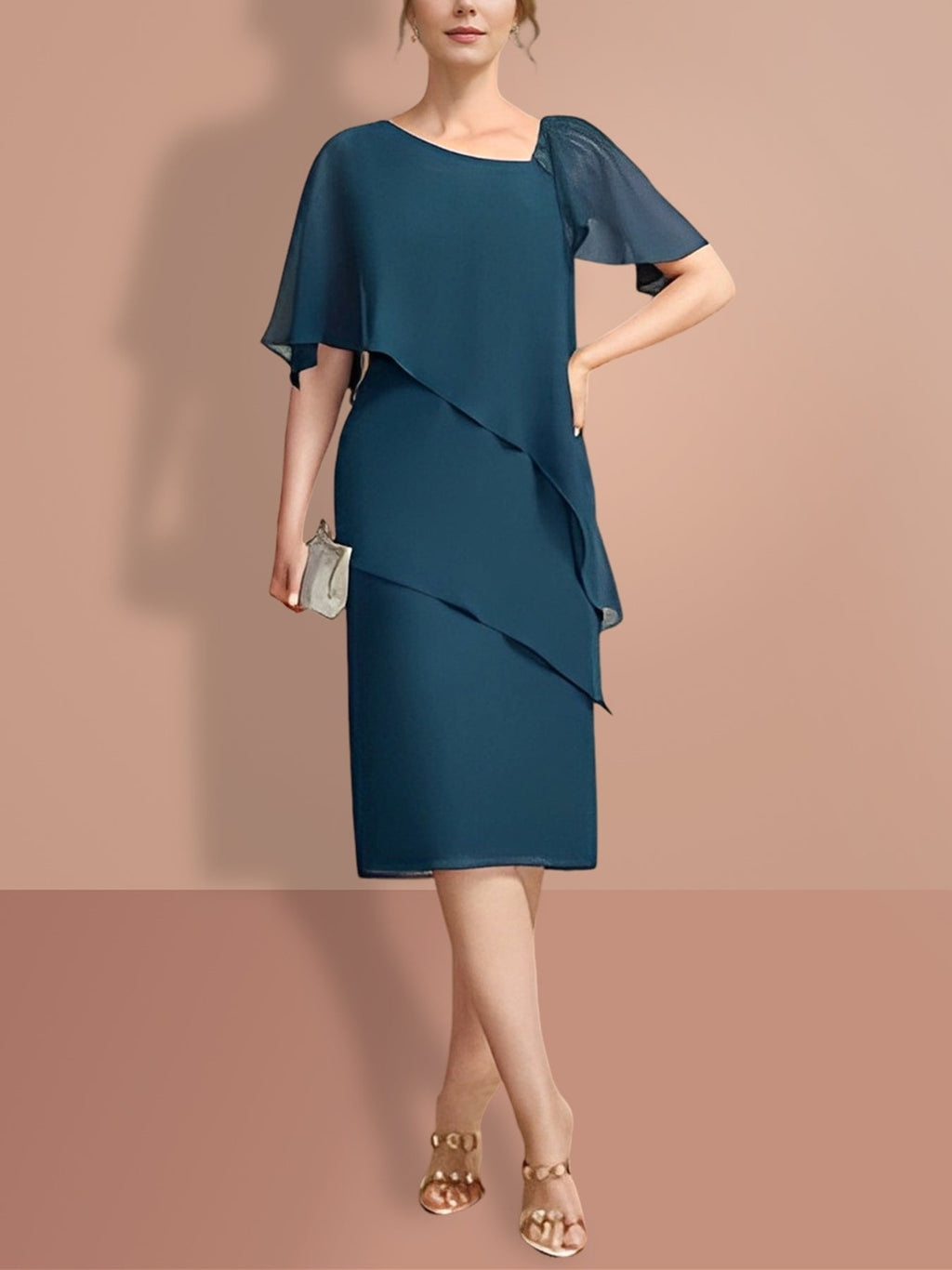 Sheath/Column Knee-Length Short Sleeves Mother of the Bride Dresses