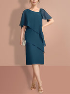 Sheath/Column Knee-Length Short Sleeves Mother of the Bride Dresses