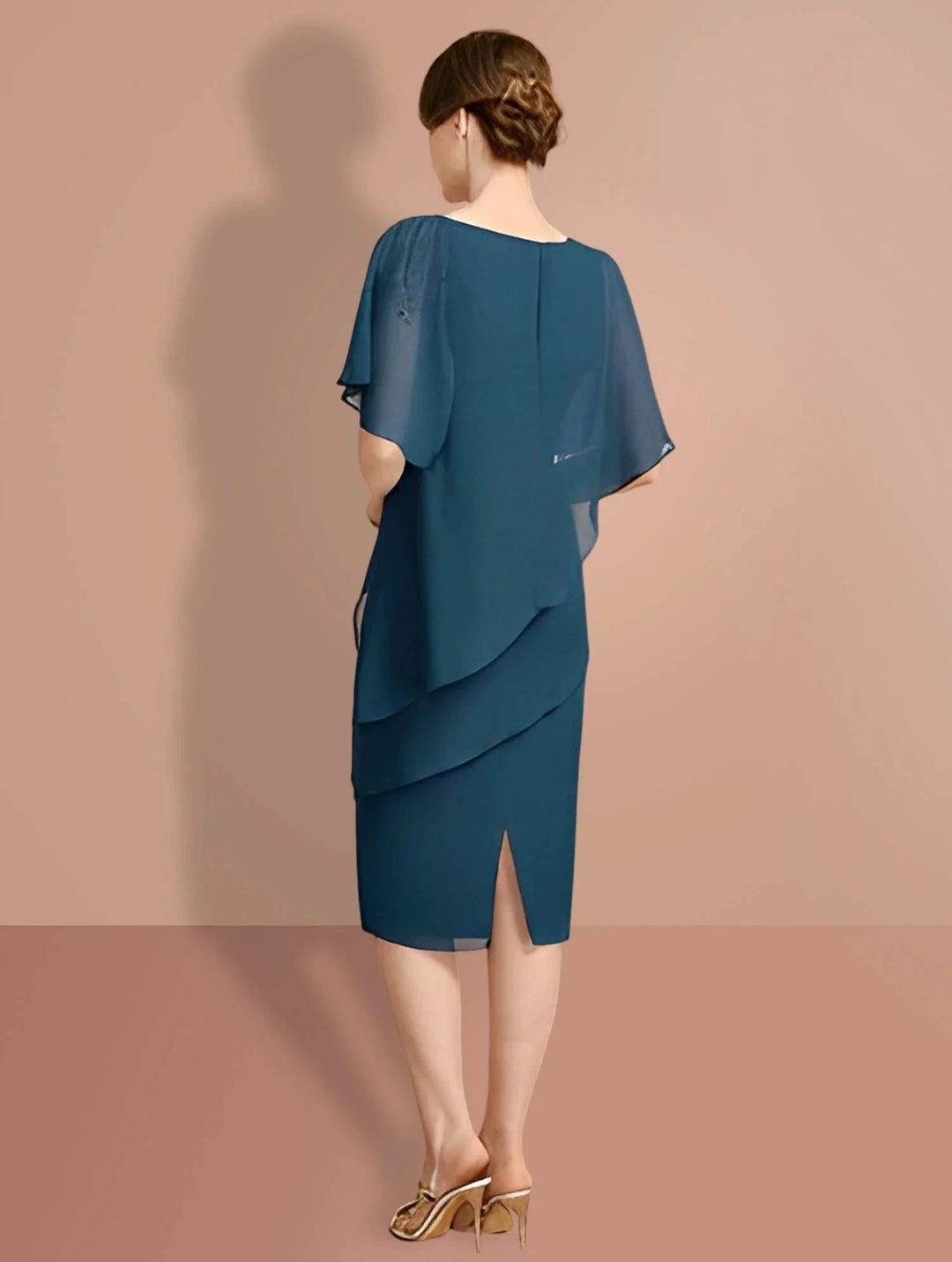 Sheath/Column Knee-Length Short Sleeves Mother of the Bride Dresses by Dreamylily