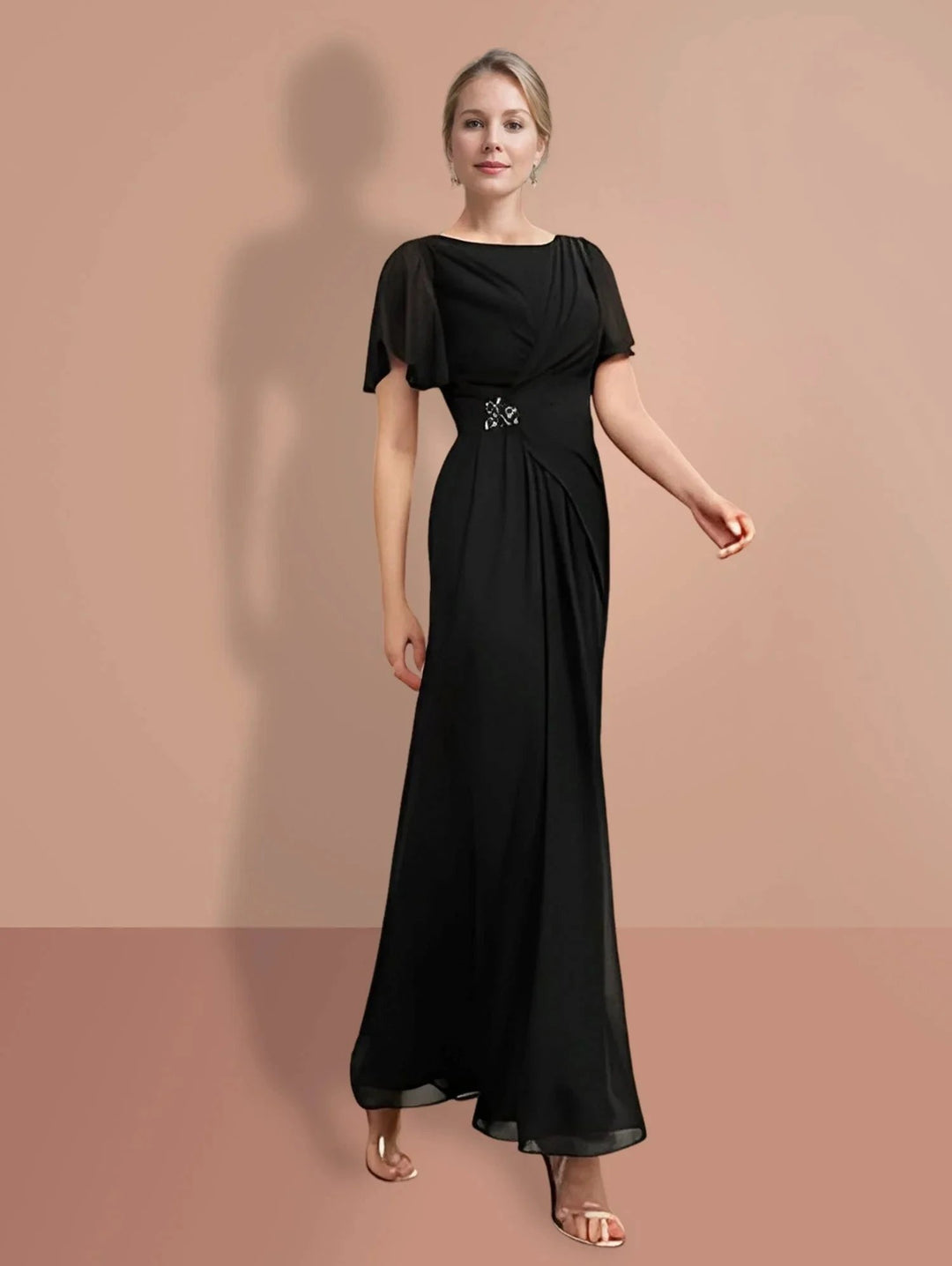 Sheath/Column Ankle-Length Short Sleeves Mother of the Bride Dresses by Dreamylily