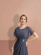 A-Line/Princess Short Sleeves Jewel Neck Mother Of The Bride Dresses by Dreamylily