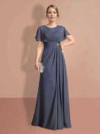 A-Line/Princess Short Sleeves Jewel Neck Mother Of The Bride Dresses by Dreamylily