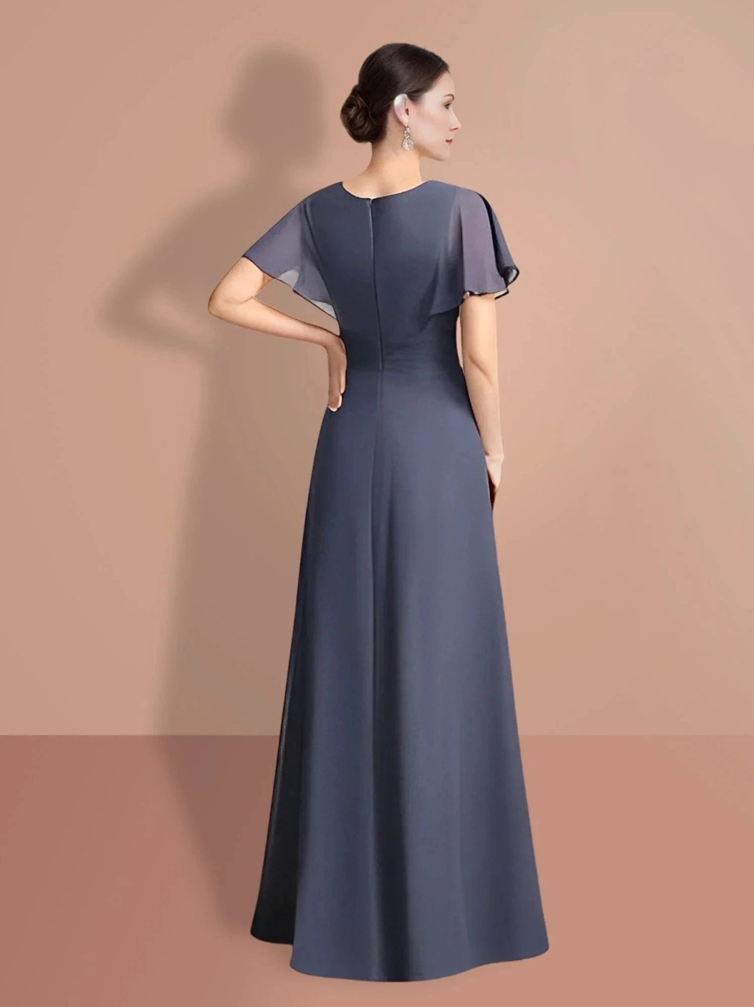 A-Line/Princess Short Sleeves Jewel Neck Mother Of The Bride Dresses by Dreamylily