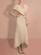 A-Line/Princess Short Sleeves V Neck Mother Of The Bride Dresses by Dreamylily