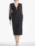 Sheath/Column V Neck Tea Length Mother of the Bride Dresses by Dreamylily