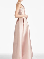 Vestidos de Mãe da Noiva Compridos até ao Chão com Um Ombro Só e Corte em Linha/A Princesa