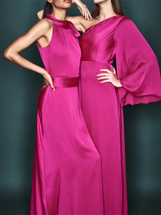 Sheath/Column One Shoulder Floor-Length Mother of the Bride Dresses by Dreamylily