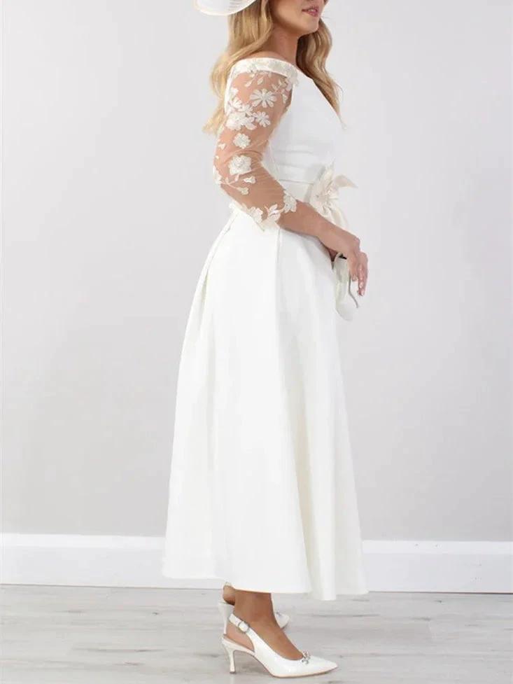 A-Line/Princess Ankle-Length Mother of the Bride Dresses with Lace Sleeves by Dreamylily