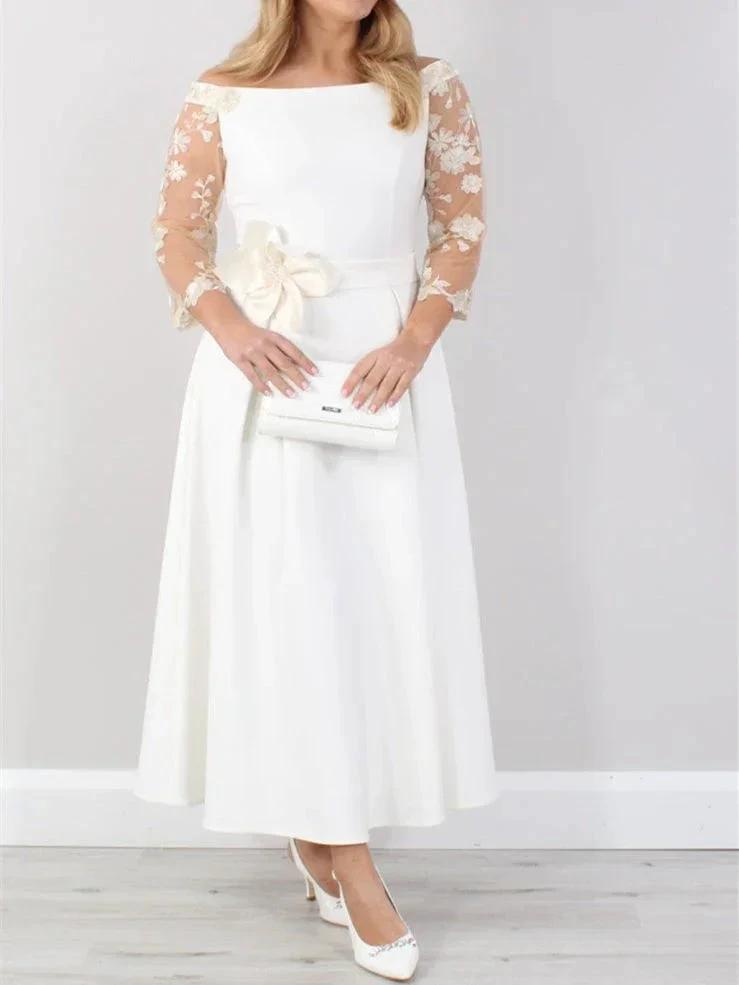 A-Line/Princess Ankle-Length Mother of the Bride Dresses with Lace Sleeves by Dreamylily