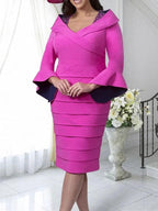 Sheath/Column V-Neck Plus Size Mother of the Bride Dresses by Dreamylily